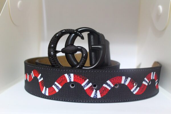 Black Buckle Snake Design Leather