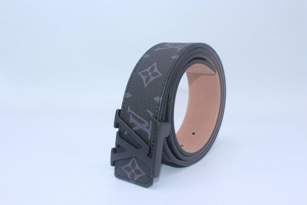 Black Monogram style Leather Belt - Image 2