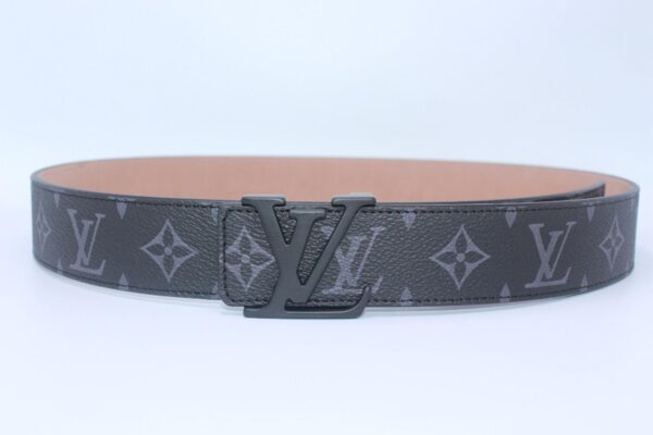 Black Monogram style Leather Belt - Image 3