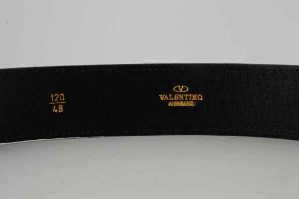 Black V Gold Buckle Leather Belt - Image 8