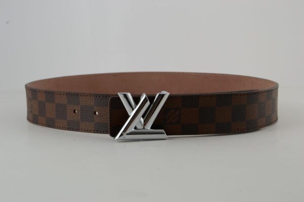 Brown Damier New Silver Buckle Leather Belt