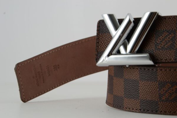 Brown Damier New Silver Buckle Leather Belt - Image 2