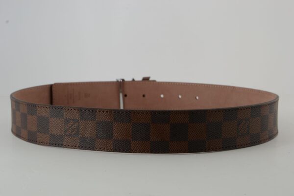 Brown Damier New Silver Buckle Leather Belt - Image 3