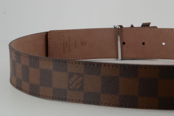 Brown Damier New Silver Buckle Leather Belt - Image 4