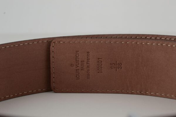 Brown Damier Silver Buckle Leather Belt - Image 4