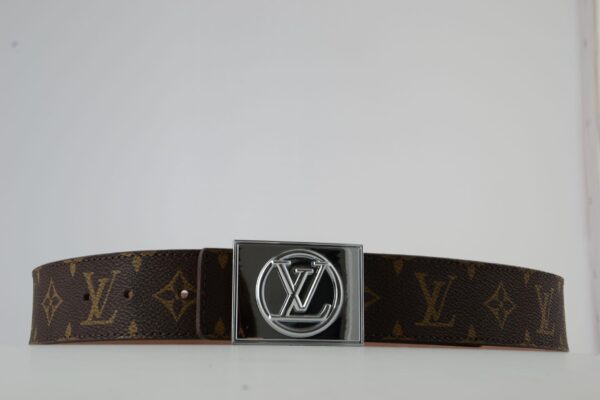 Brown Monogram New Buckle Leather Belt - Image 3