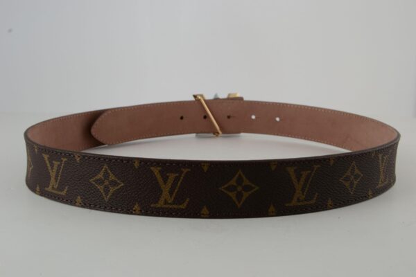 Brown Monogram New Gold & Silver Buckle Leather Belt - Image 4