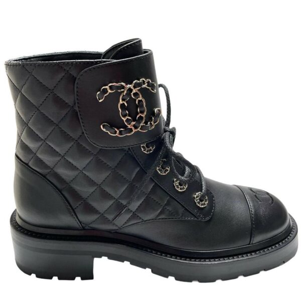 Calfskin Quilted Lace Up Combat Boots