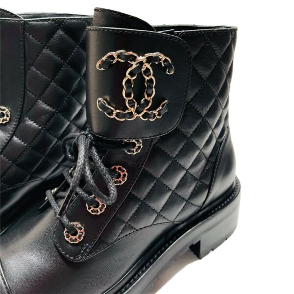 Calfskin Quilted Lace Up Combat Boots - Image 6