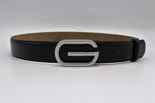 Gucci Diamond Silver Buckle Leather Belt 40mm