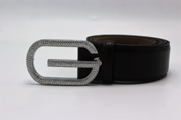 Gucci Diamond Silver Buckle Leather Belt 40mm - Image 3