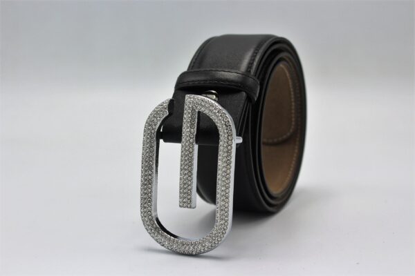 Gucci Diamond Silver Buckle Leather Belt 40mm - Image 4