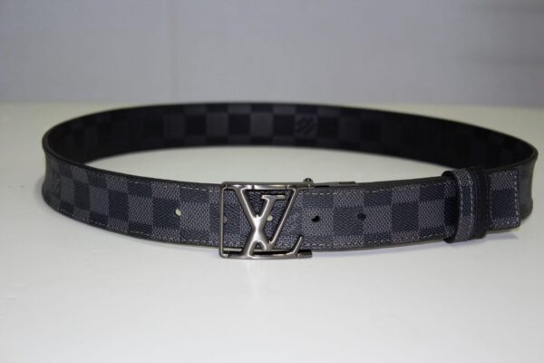 Grey & Black Damier Reversible Leather Belt