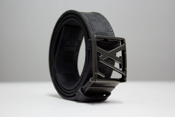 Grey & Black Damier Reversible Leather Belt - Image 4