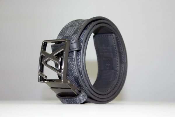 Grey & Black Damier Reversible Leather Belt - Image 5