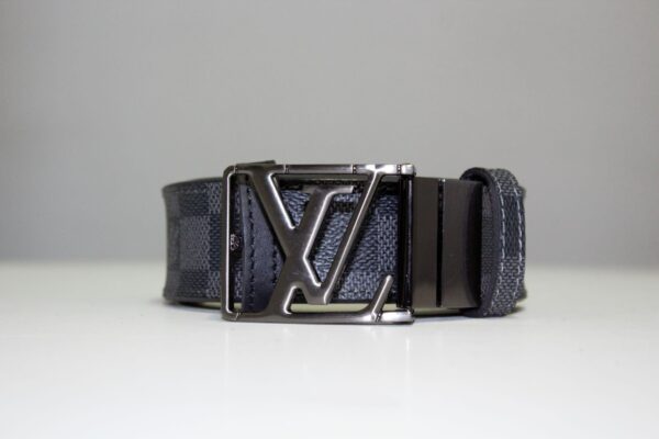 Grey & Black Damier Reversible Leather Belt - Image 6