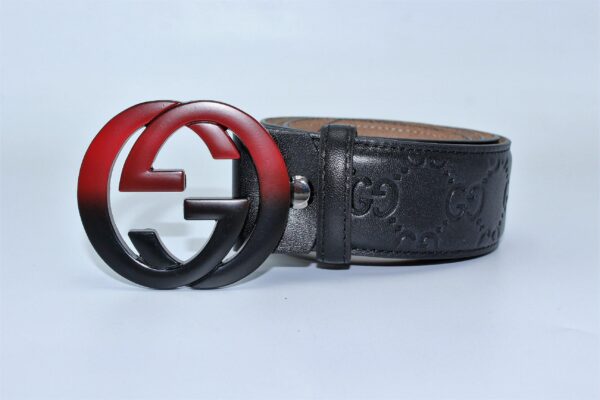 Gucci Signature leather with Black&Red Buckle - Image 3