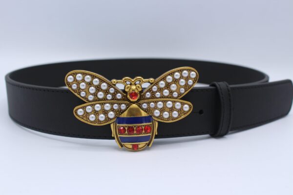 Perfect Bee Figured Black Leather Belt - Image 2