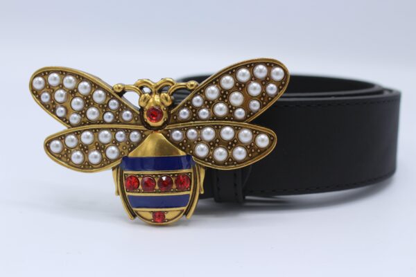 Perfect Bee Figured Black Leather Belt - Image 3