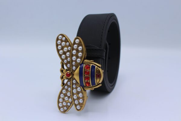 Perfect Bee Figured Black Leather Belt - Image 4