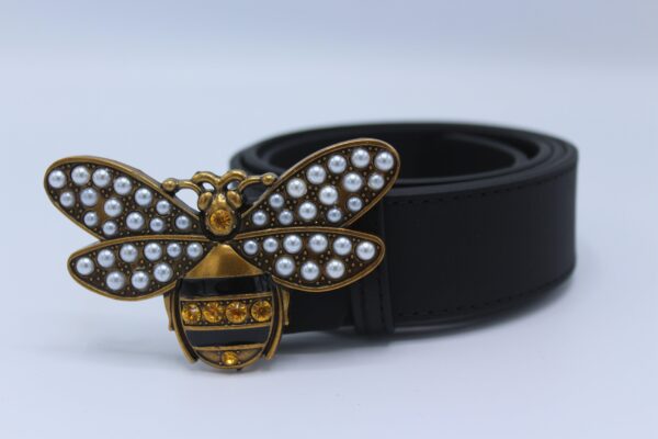 Perfect Bee Figured Black Leather Belt - Image 5