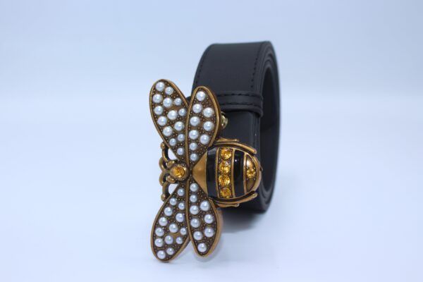 Perfect Bee Figured Black Leather Belt - Image 6