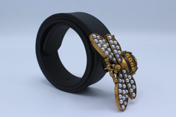 Perfect Bee Figured Black Leather Belt - Image 7