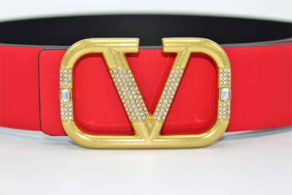 REVERSIBLE V DIAMOND LOGO SIGNATURE BELT IN GLOSSY CALFSKIN 40 MM