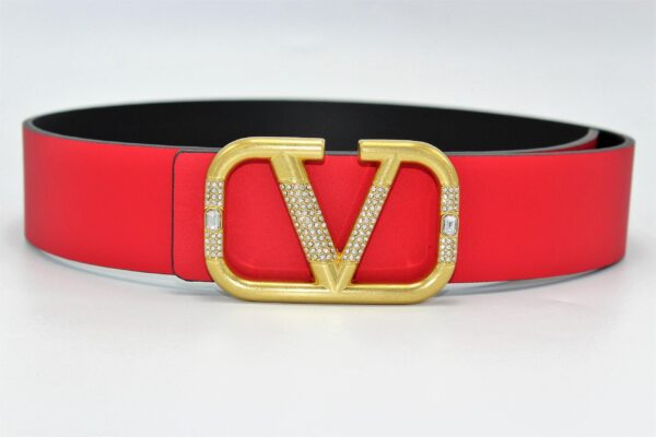 REVERSIBLE V DIAMOND LOGO SIGNATURE BELT IN GLOSSY CALFSKIN 40 MM - Image 2