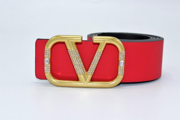 REVERSIBLE V DIAMOND LOGO SIGNATURE BELT IN GLOSSY CALFSKIN 40 MM - Image 4