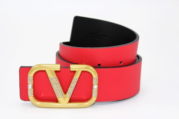 REVERSIBLE V DIAMOND LOGO SIGNATURE BELT IN GLOSSY CALFSKIN 40 MM - Image 5