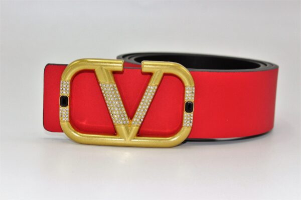 REVERSIBLE V LOGO WITH DIAMOND SIGNATURE BELT IN GLOSSY CALFSKIN 40 MM