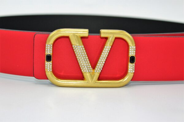 REVERSIBLE V LOGO WITH DIAMOND SIGNATURE BELT IN GLOSSY CALFSKIN 40 MM - Image 2