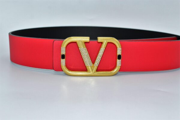 REVERSIBLE V LOGO WITH DIAMOND SIGNATURE BELT IN GLOSSY CALFSKIN 40 MM - Image 3