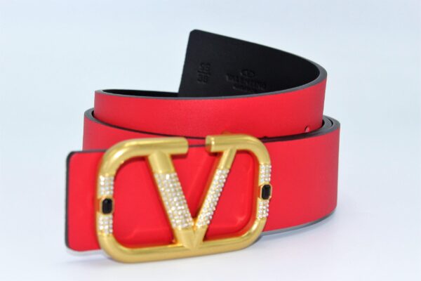 REVERSIBLE V LOGO WITH DIAMOND SIGNATURE BELT IN GLOSSY CALFSKIN 40 MM - Image 4