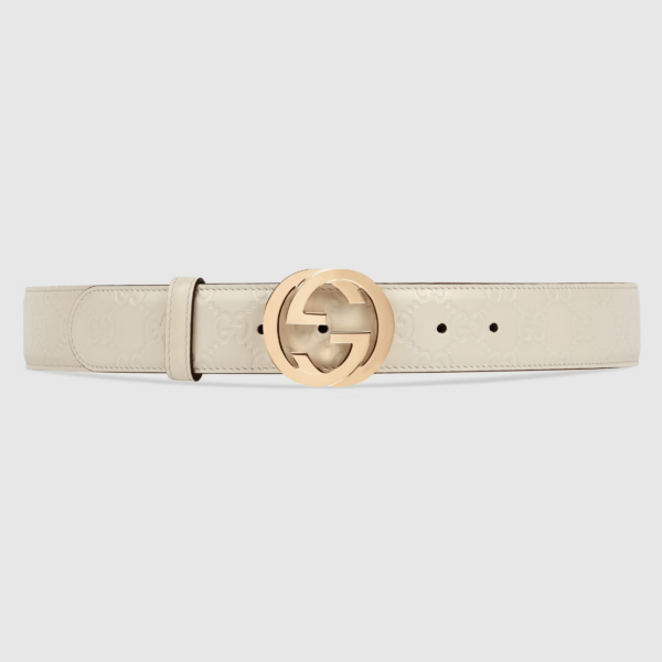 Signature Leather Belt White